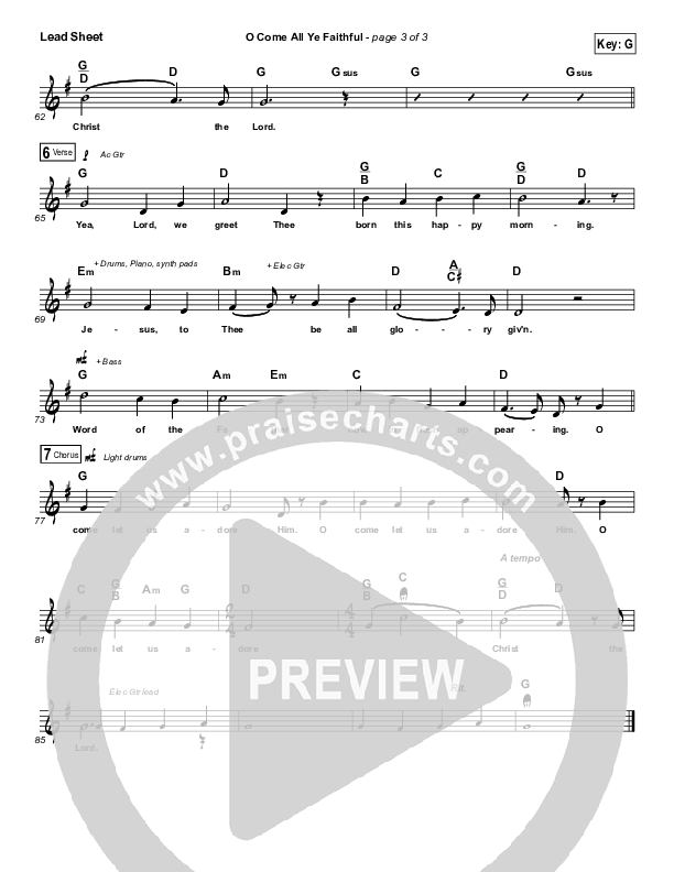 O Come All Ye Faithful Lead Sheet (Shane & Shane / The Worship Initiative)