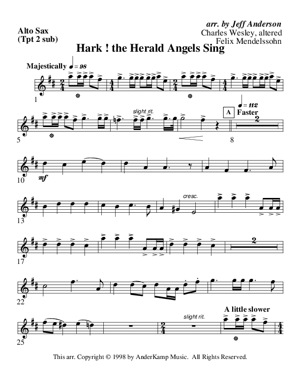 Hark The Herald Angels Sing (Instrumental) Alto Sax (AnderKamp Music)