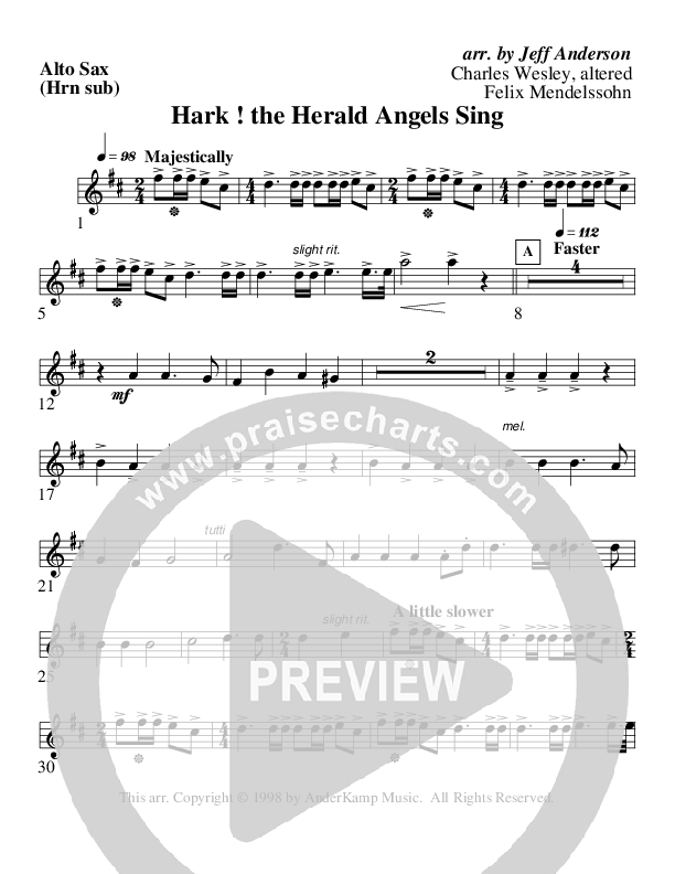 Hark The Herald Angels Sing (Instrumental) Alto Sax (AnderKamp Music)