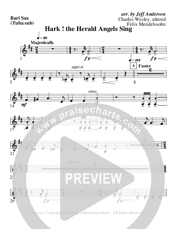 Hark The Herald Angels Sing (Instrumental) Bari Sax (AnderKamp Music)