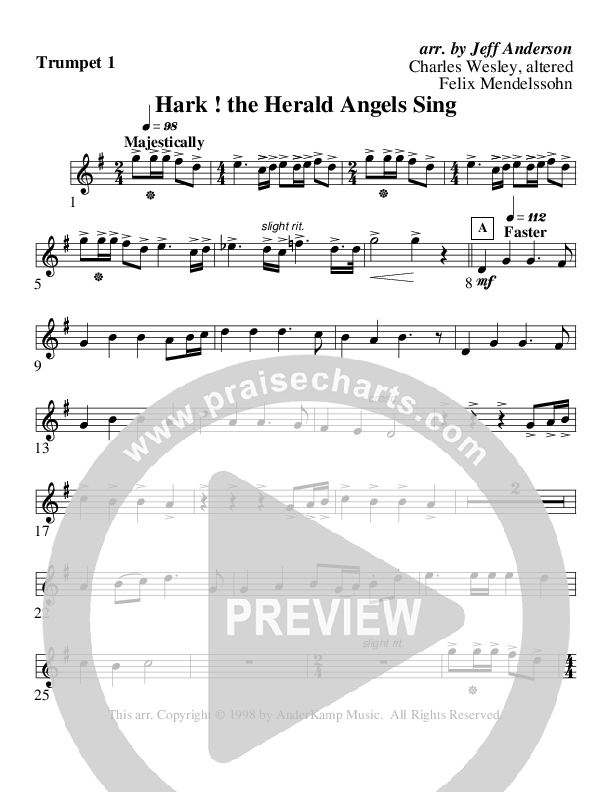 Hark The Herald Angels Sing (Instrumental) Trumpet 1 (AnderKamp Music)