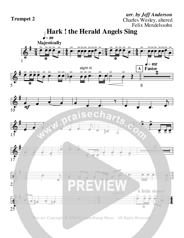 Hark The Herald Angels Sing (Instrumental) Trumpet 2 (AnderKamp Music)