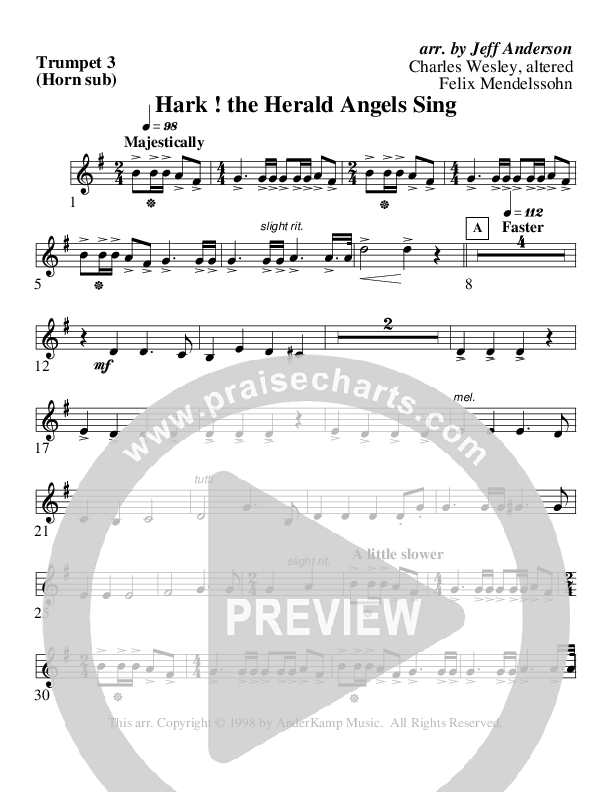Hark The Herald Angels Sing (Instrumental) Trumpet 3 (AnderKamp Music)