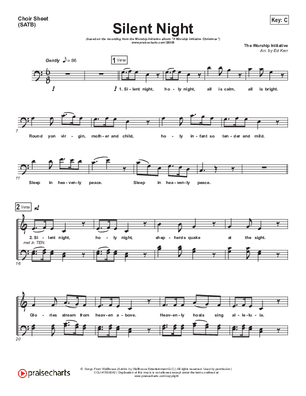 Silent Night (He Came To Save Us) Choir Sheet (SATB) (Shane & Shane / The Worship Initiative)