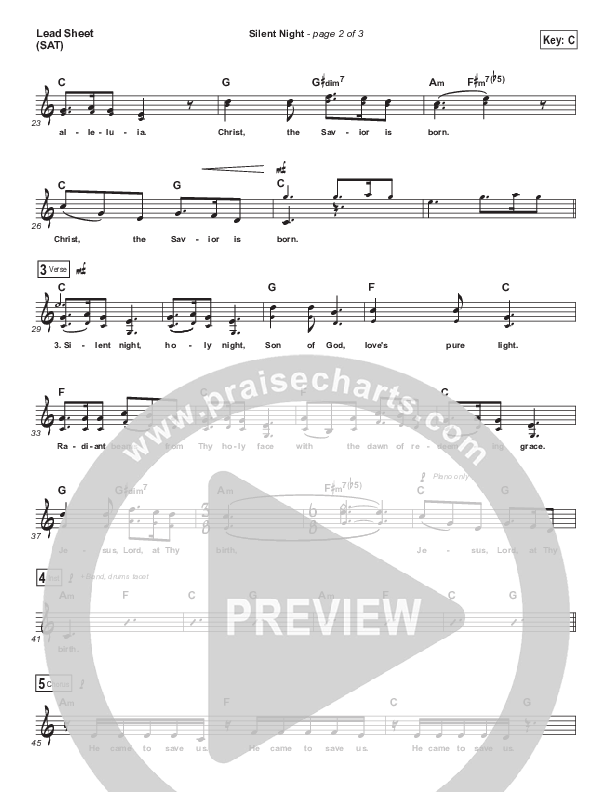 Silent Night (He Came To Save Us) Lead Sheet (SAT) (Shane & Shane / The Worship Initiative)