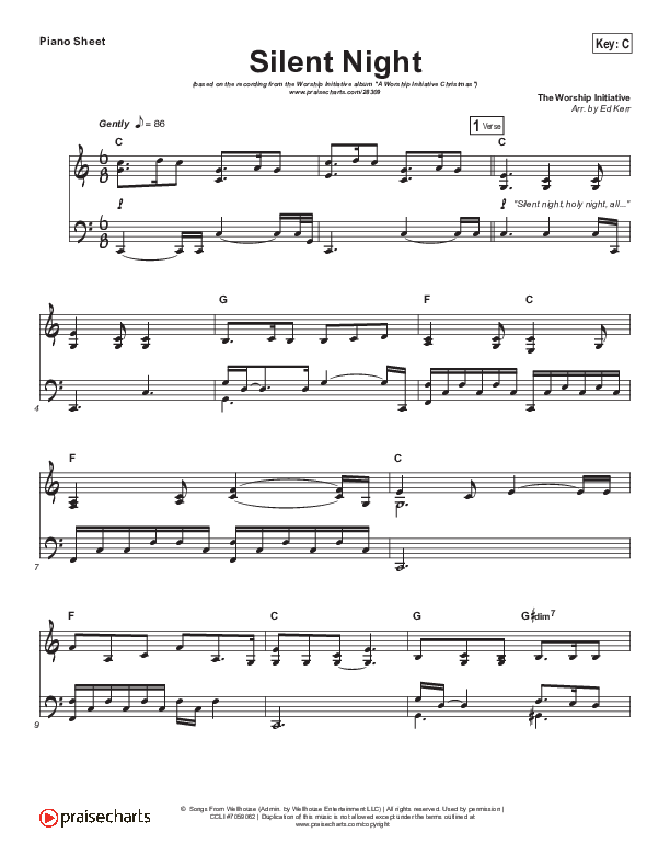 Silent Night (He Came To Save Us) Piano Sheet (Shane & Shane / The Worship Initiative)