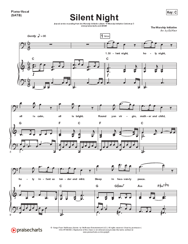 Silent Night (He Came To Save Us) Piano/Vocal (SATB) (Shane & Shane / The Worship Initiative)