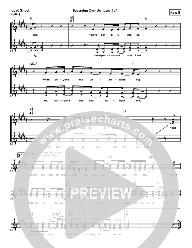 Sovereign Over Us Lead Sheet (SAT) (Shane & Shane / The Worship Initiative)
