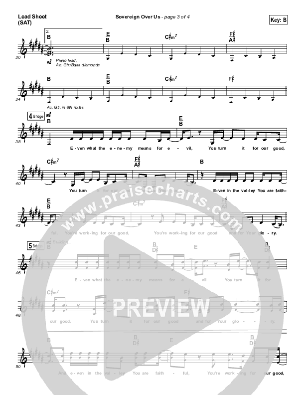 Sovereign Over Us Lead Sheet (SAT) (Shane & Shane / The Worship Initiative)