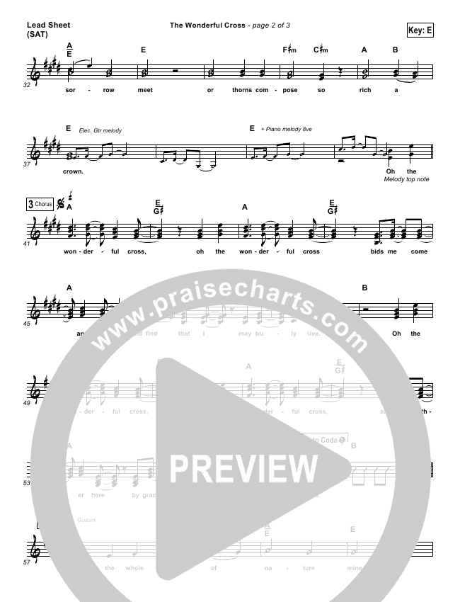 The Wonderful Cross Sheet Music Pdf Shane Shane The Worship Initiative Praisecharts