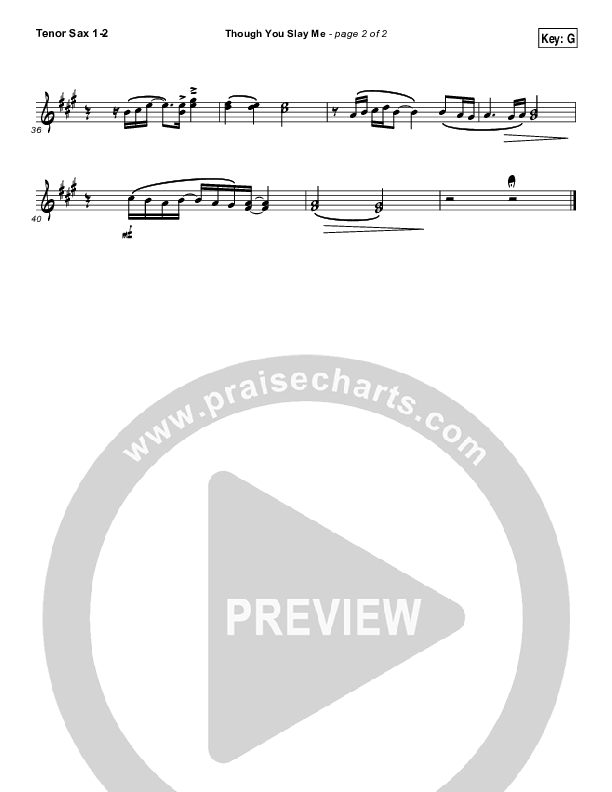 Though You Slay Me Tenor Sax 1/2 (Shane & Shane / The Worship Initiative)