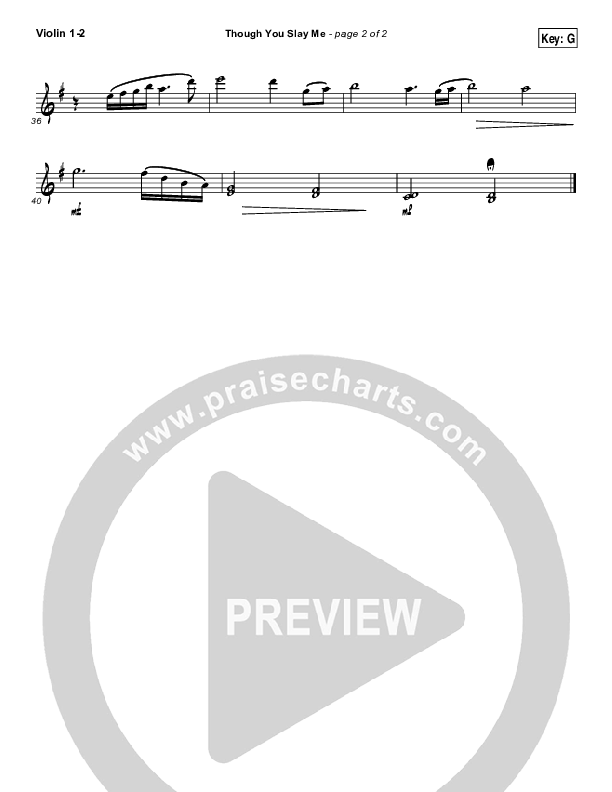 Though You Slay Me Violin 1/2 (Shane & Shane / The Worship Initiative)