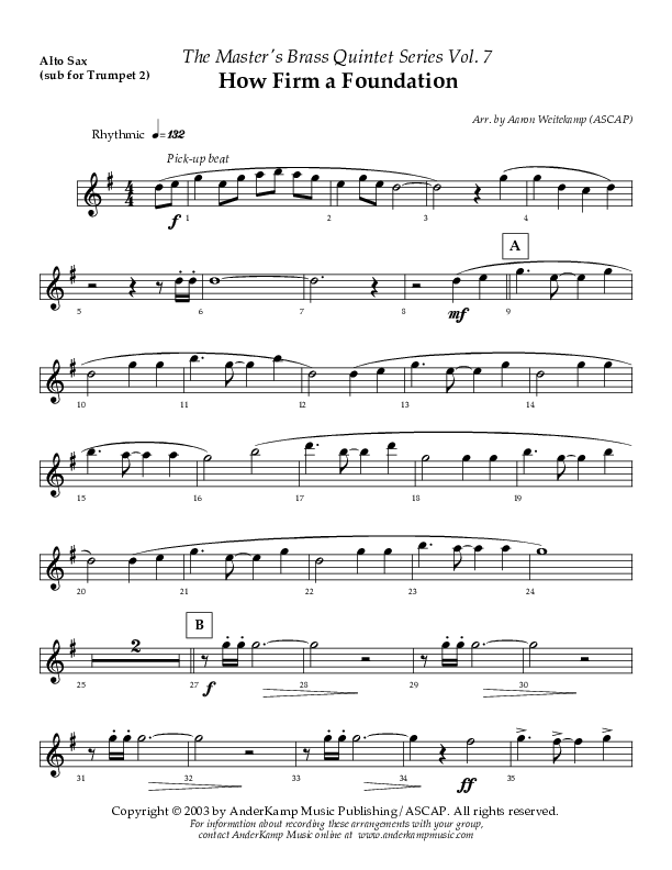 How Firm A Foundation Alto Sax (AnderKamp Music)