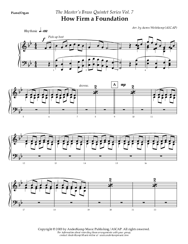 How Firm A Foundation Piano Sheet (AnderKamp Music)