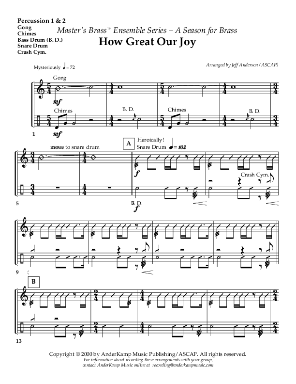 How Great Our Joy (Instrumental) Percussion 1/2 ()
