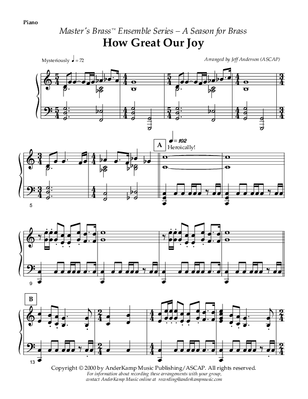 How Great Our Joy (Instrumental) Piano Sheet ()