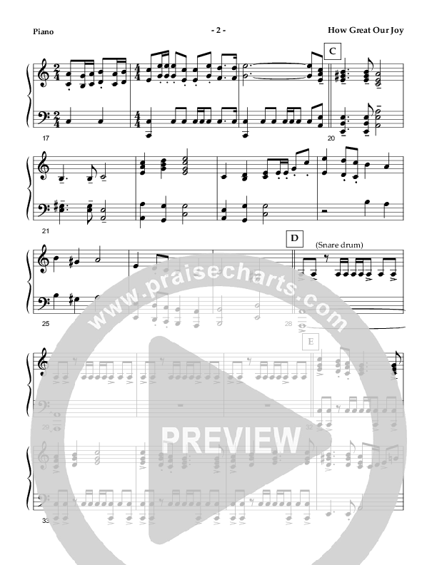 How Great Our Joy (Instrumental) Piano Sheet ()