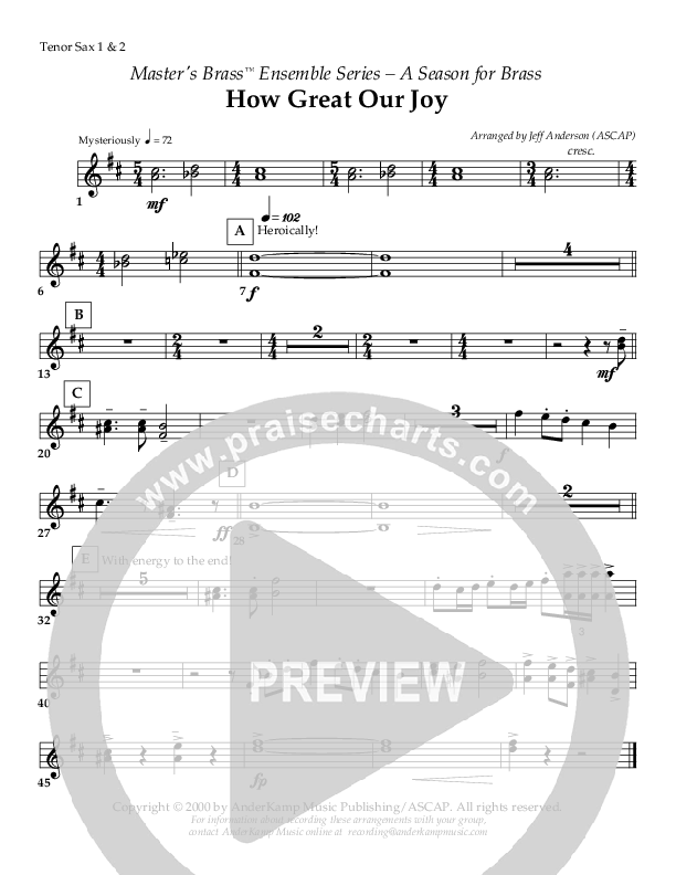 How Great Our Joy (Instrumental) Tenor Sax 1/2 ()