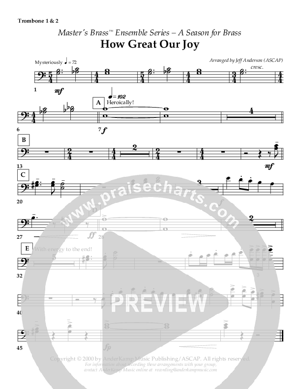 How Great Our Joy (Instrumental) Trombone 1/2 ()