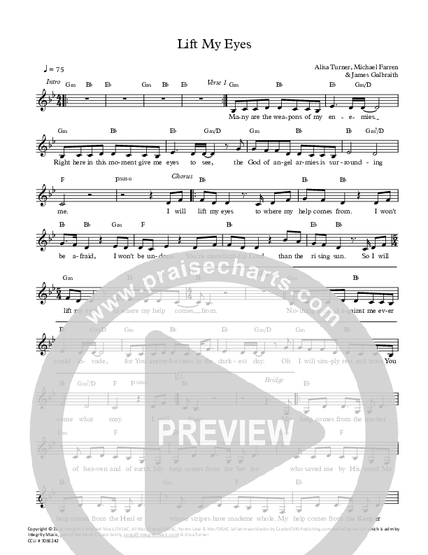 Lift My Eyes Lead Sheet (All About Worship / Alisa Turner)