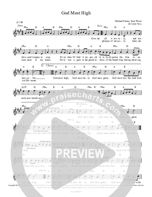 God Most High Lead Sheet (All About Worship / Michael Farren)