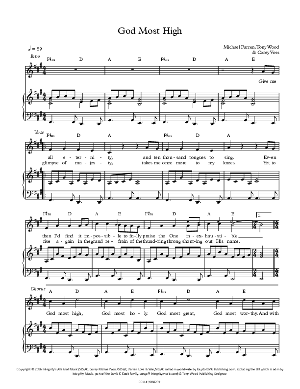 God Most High Lead & Piano (All About Worship / Michael Farren)