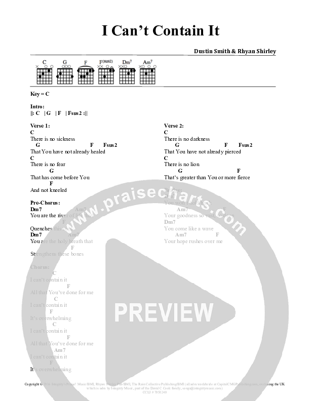 I Can't Contain It Chords & Lyrics (All About Worship / Dustin Smith)