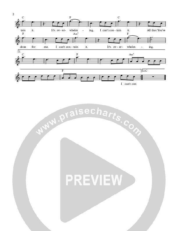 I Can't Contain It Lead Sheet (All About Worship / Dustin Smith)