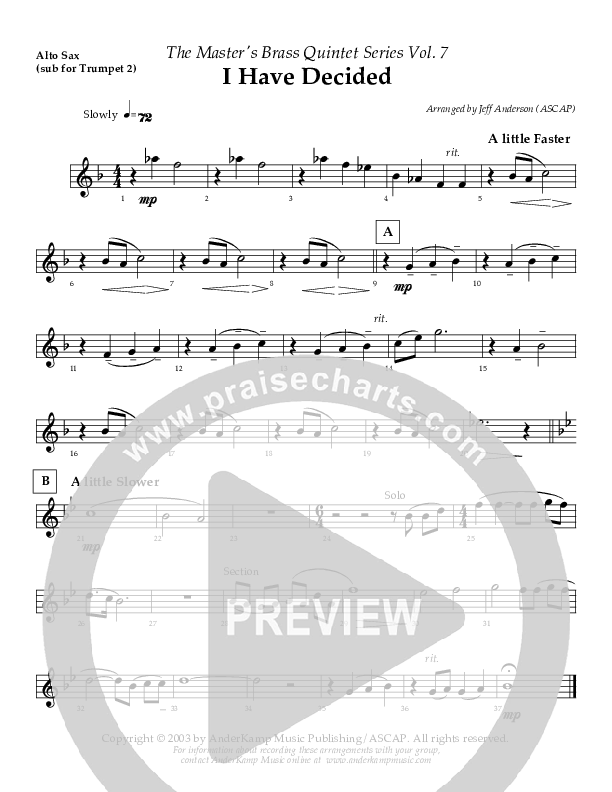 I Have Decided (Instrumental) Alto Sax (AnderKamp Music)