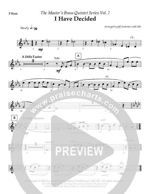 I Have Decided (Instrumental) French Horn (AnderKamp Music)