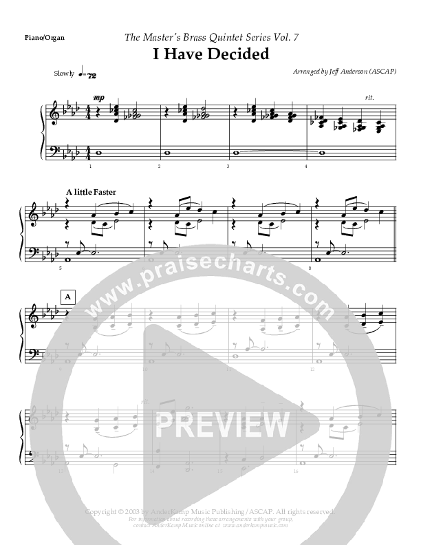 I Have Decided (Instrumental) Piano Sheet (AnderKamp Music)