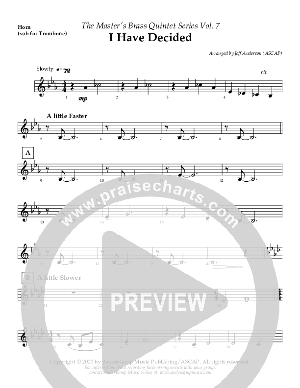 I Have Decided (Instrumental) Substitute Parts (AnderKamp Music)