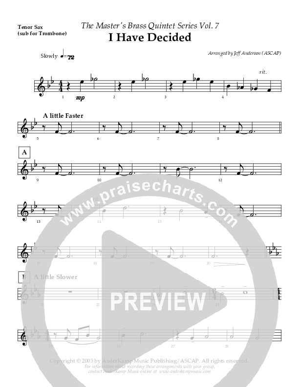 I Have Decided (Instrumental) Tenor Sax 2 (AnderKamp Music)
