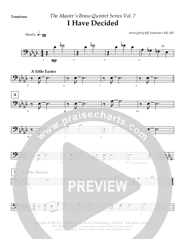I Have Decided (Instrumental) Trombone (AnderKamp Music)