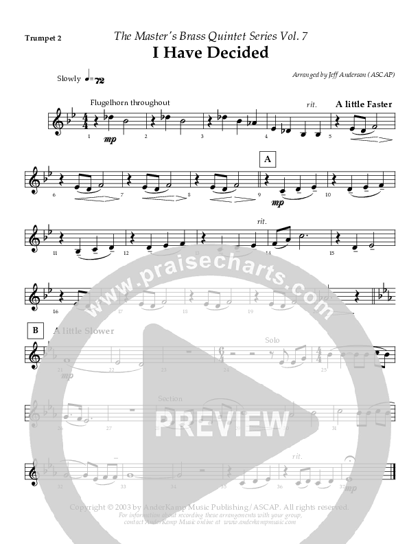 I Have Decided (Instrumental) Trumpet 2 (AnderKamp Music)
