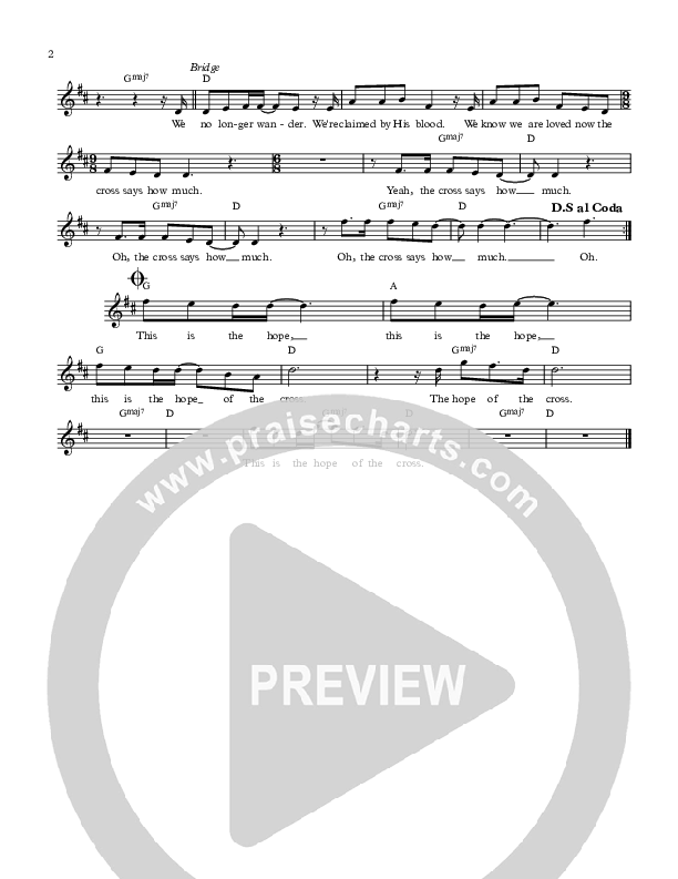 Hope Of The Cross Lead Sheet (All About Worship / Krissy Nordhoff / Benji Cowart)