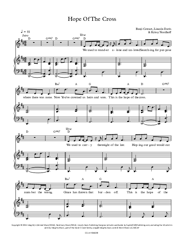 Hope Of The Cross Lead & Piano (All About Worship / Krissy Nordhoff / Benji Cowart)