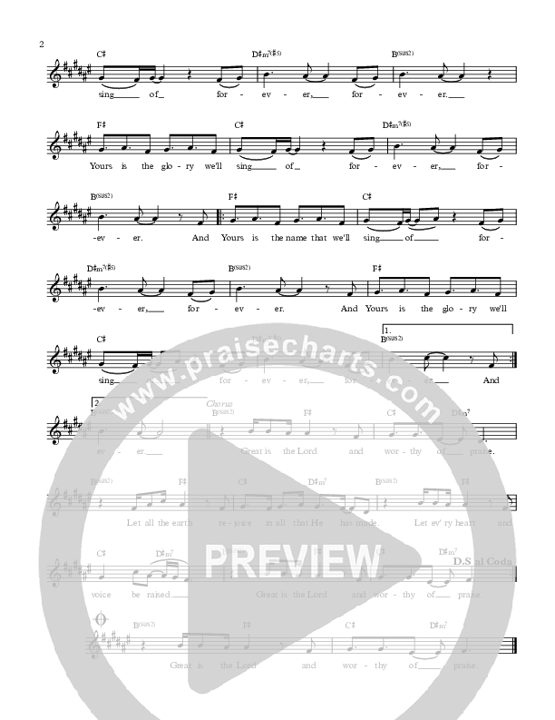 Great Is The Lord Lead Sheet (All About Worship / Rhyan Shirley)