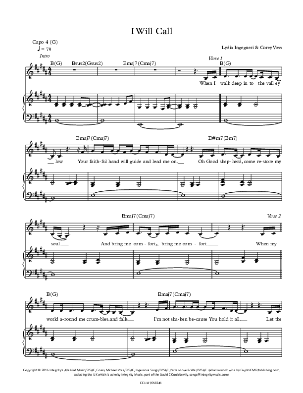 I Will Call Lead & Piano (All About Worship / Lydia Ingegneri / Corey Voss)