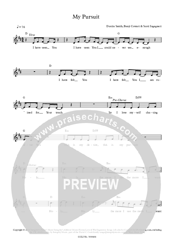 My Pursuit Lead Sheet (All About Worship / Benji Cowart)