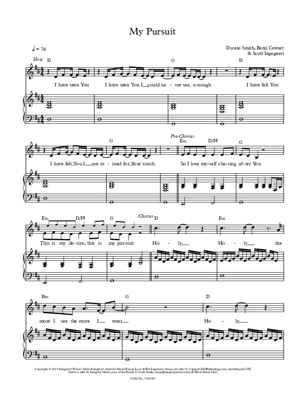 My Pursuit Piano/Vocal & Lead (All About Worship / Benji Cowart)