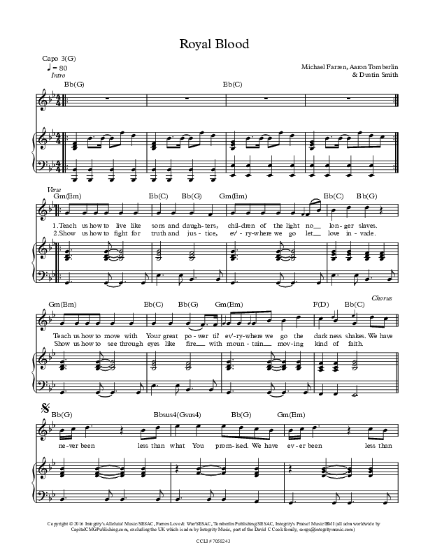 Royal Blood Piano/Vocal (All About Worship / Michael Farren)