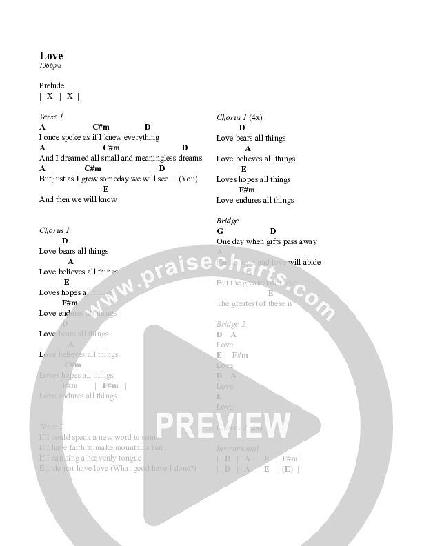 Love Chords & Lyrics (Village Worship)
