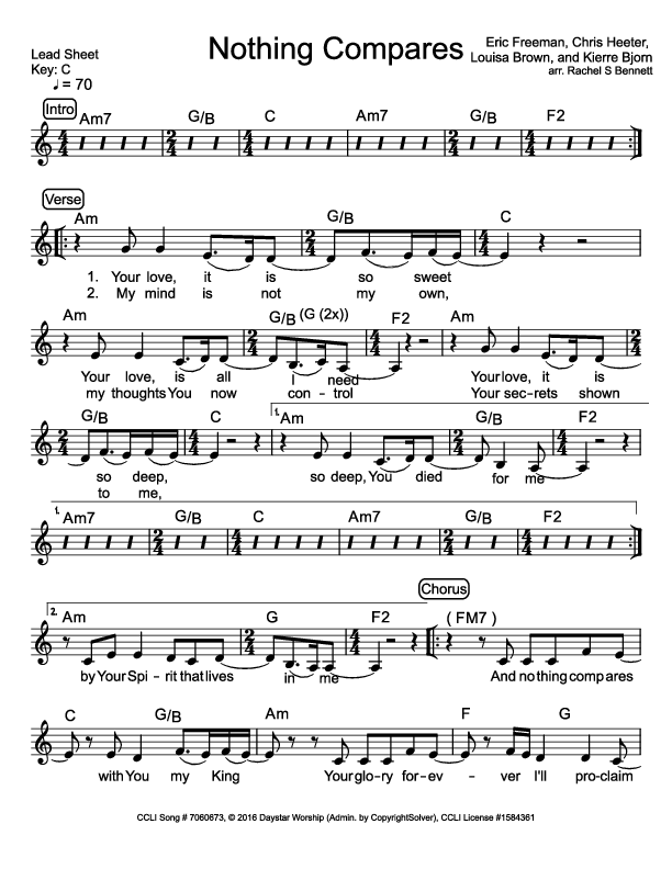 Nothing Compares Lead Sheet (Daystar Worship)