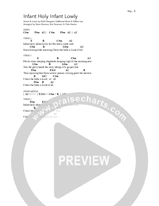 Infant Holy Infant Lowly Chords & Lyrics (Daystar Worship)