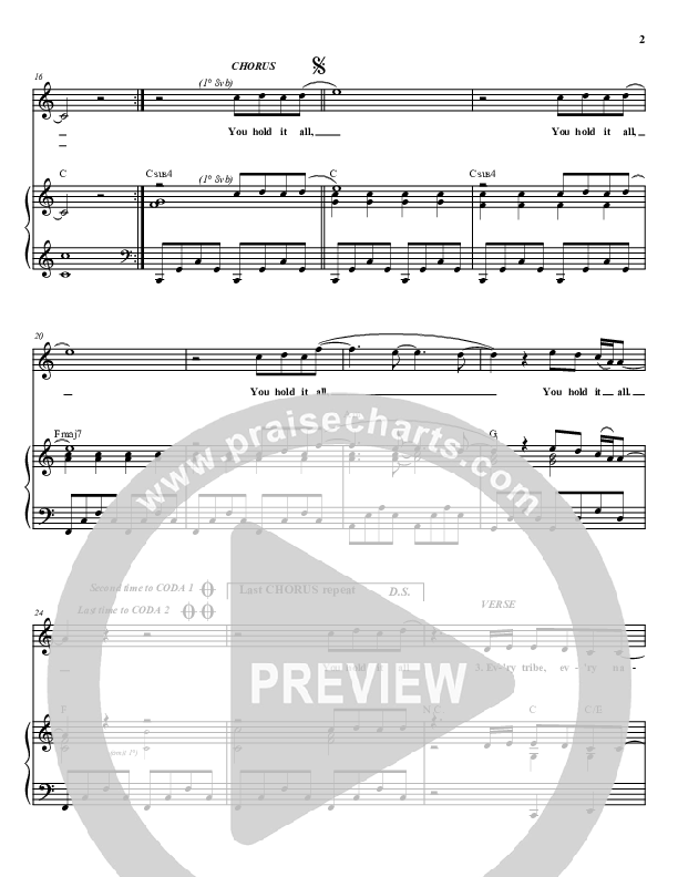 You Hold It All Piano/Vocal (Travis Ryan)