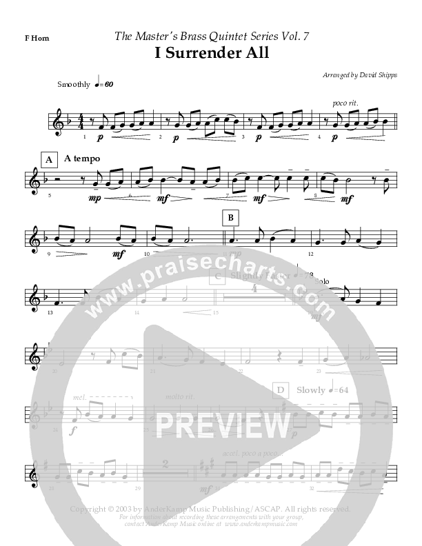 I Surrender All (Instrumental) French Horn (AnderKamp Music)