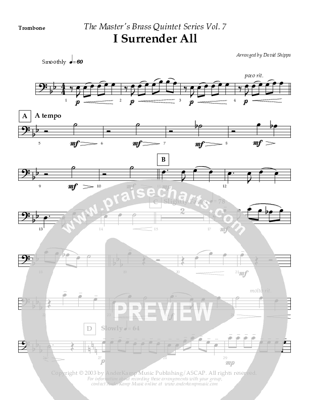 I Surrender All (Instrumental) Trombone (AnderKamp Music)