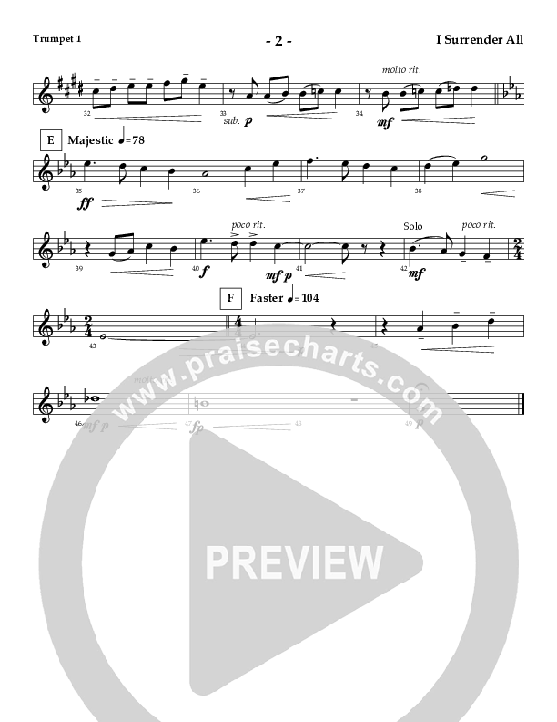I Surrender All (Instrumental) Trumpet 1 (AnderKamp Music)