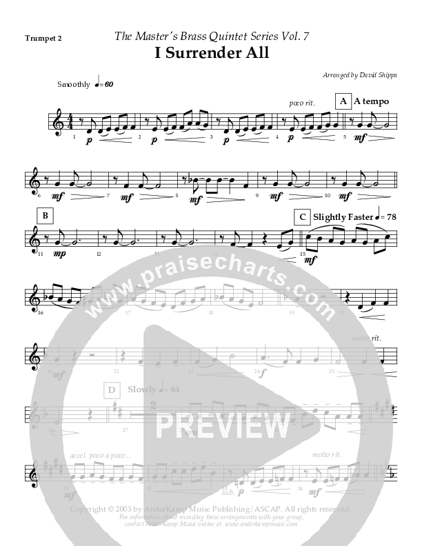 I Surrender All (Instrumental) Trumpet 2 (AnderKamp Music)